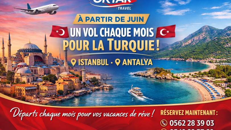 Nouveaux départs mensuels vers la Turquie